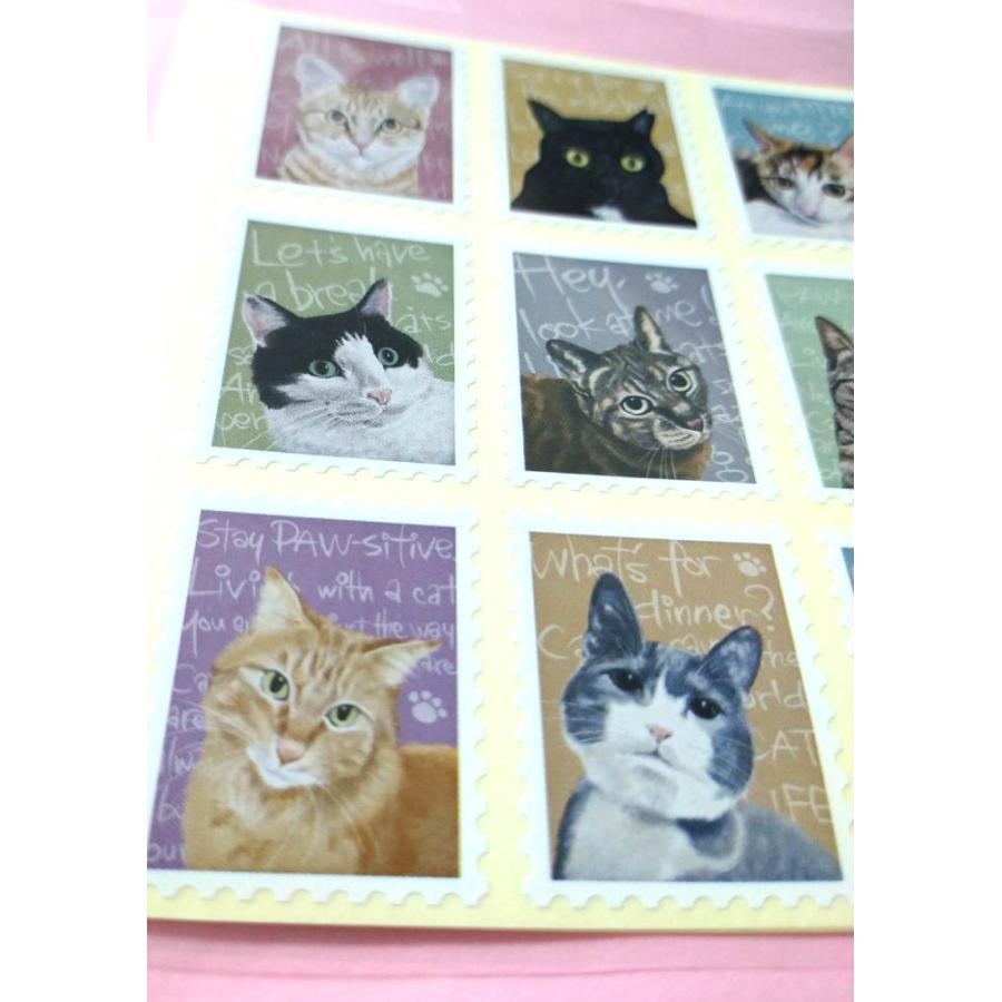 ヘッズ キャット チャリティーアニマルアソートシール 猫 12種 5シート 60片 切手風シール チャリティー アソートシール 可愛い おしゃれ ラッピング | ブランド登録なし | 02