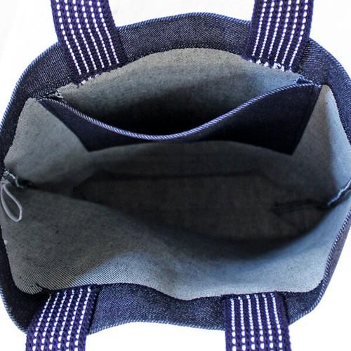 倉敷屋 ハチワレ猫 デカ顔インディゴマチ付バッグ A4の入るトート