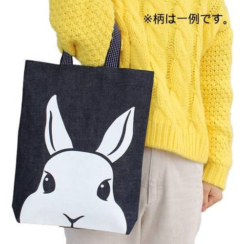 新品　倉敷屋　インディゴ　マチ付 ランチバッグ　猫　ねこ　ネコ　デニム 倉敷屋 見上げ猫 デカ顔インディゴマチ付バッグ A4の入るトート