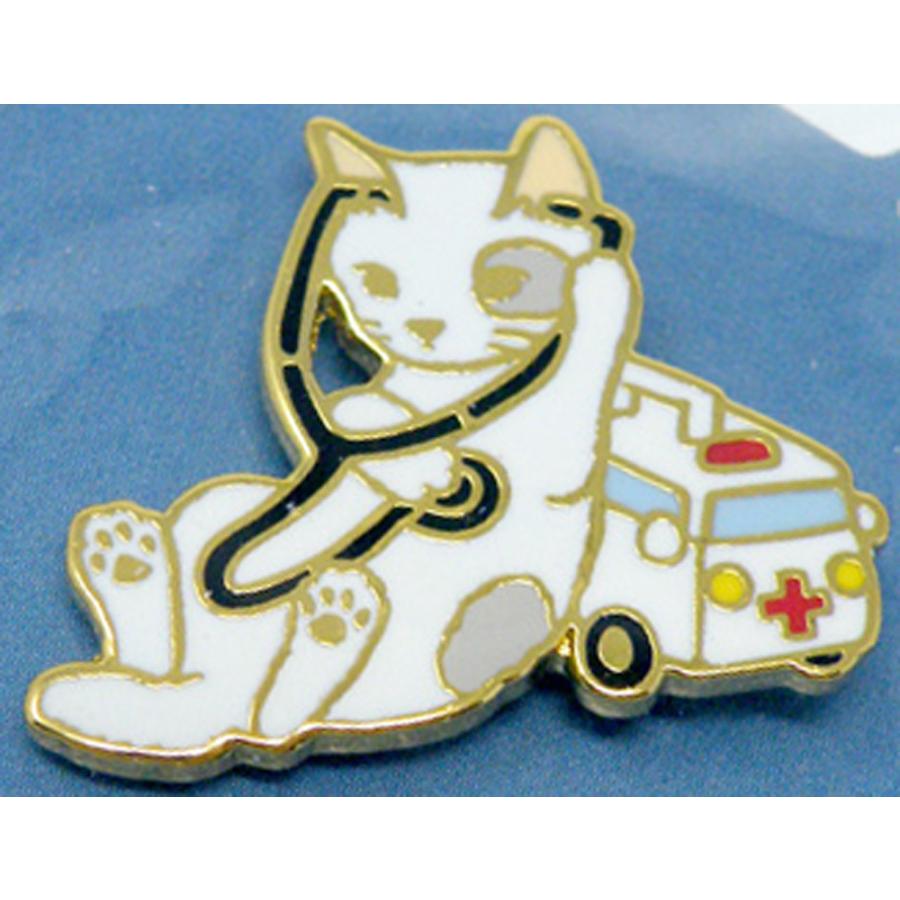 ポタリングキャット ピンズ 聴診器 ピンバッジ ピンブローチ グッズ 猫