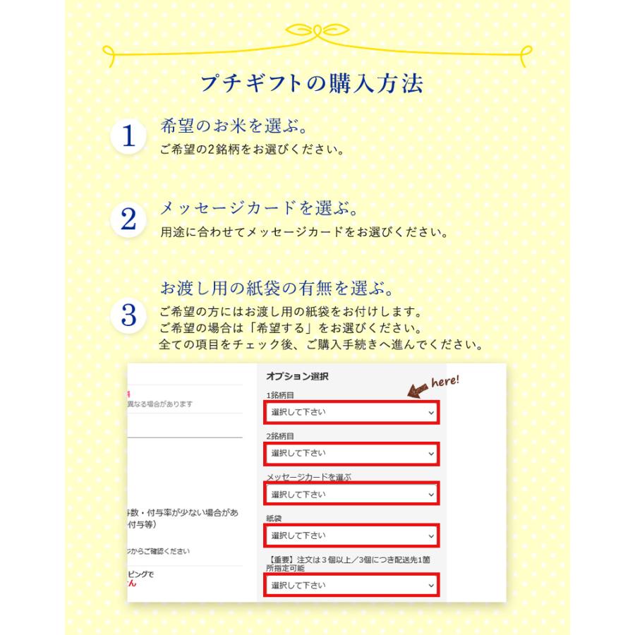 お米 ギフト 米 2つ包み (2銘柄) 2合×2 (300g×2) 青色 13銘柄から選べる 引っ越し挨拶ギフト お米のプチギフト 令和5年 お礼 ご挨拶 引越し 退職 景品 粗品｜oozora｜07