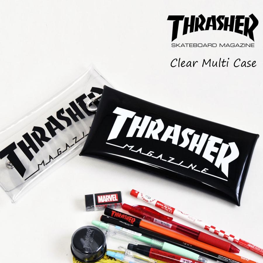 クリア ペンケース 筆箱 THRASHER スラッシャー 道具 工具入れ 整備 ホイール ペンポーチ PENCASE skateboard PEN プレゼント 贈り物 入園 入学 鉛筆 74605801｜opabinia