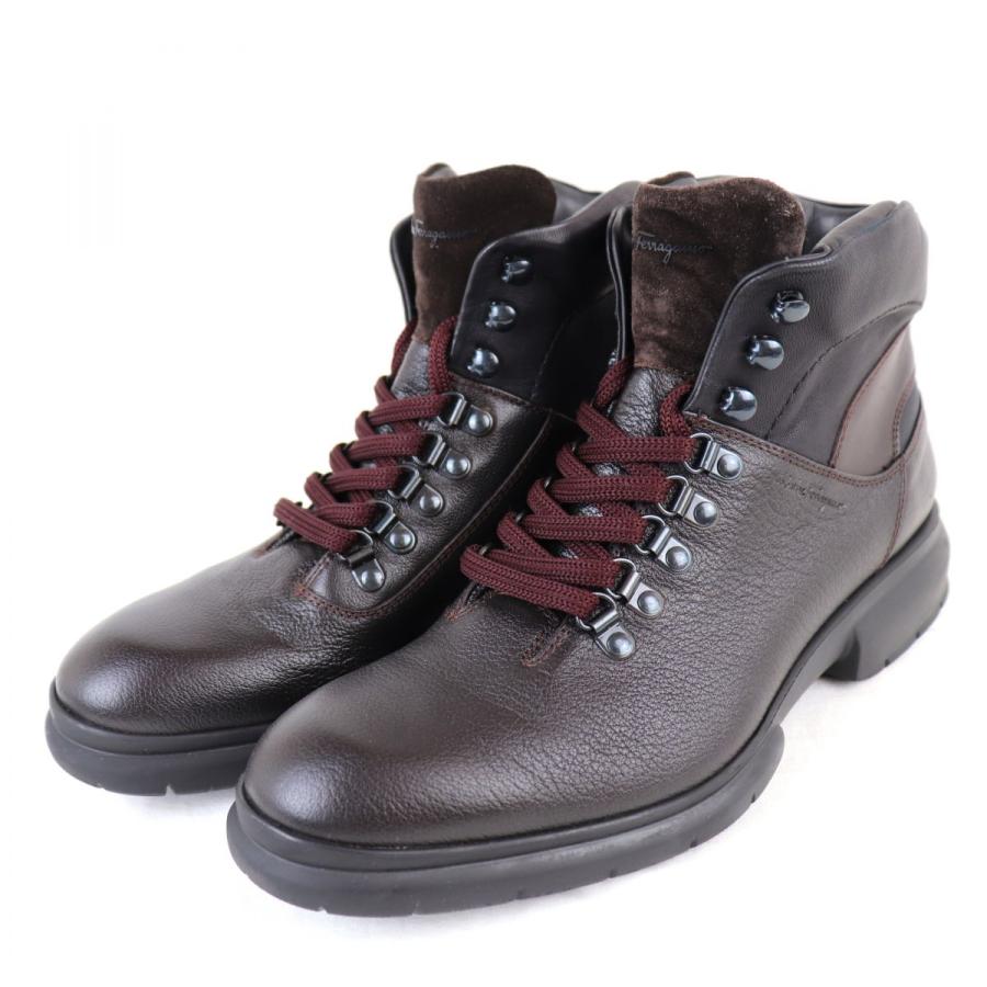 フェラガモ Grey レザー スエード レースアップブーツ メンズ 7ee 茶 美品 Salvatore Ferragamo S3 オパールヤフーショッピング店 通販 Yahoo ショッピング