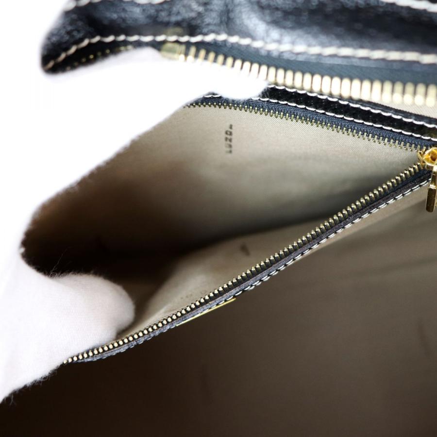 FENDI 美品 フェンディ スタッズ装飾 レザー切替 ストロー  