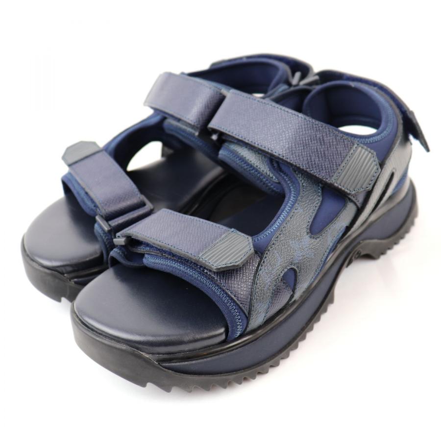 ルイヴィトン モノグラム エピ ストラップ スポーツサンダル メンズ 7 エピ ネイビー モノグラム 美品 7 ベルクロ シャークソール Louis Vuitton S3 オパールヤフーショッピング店