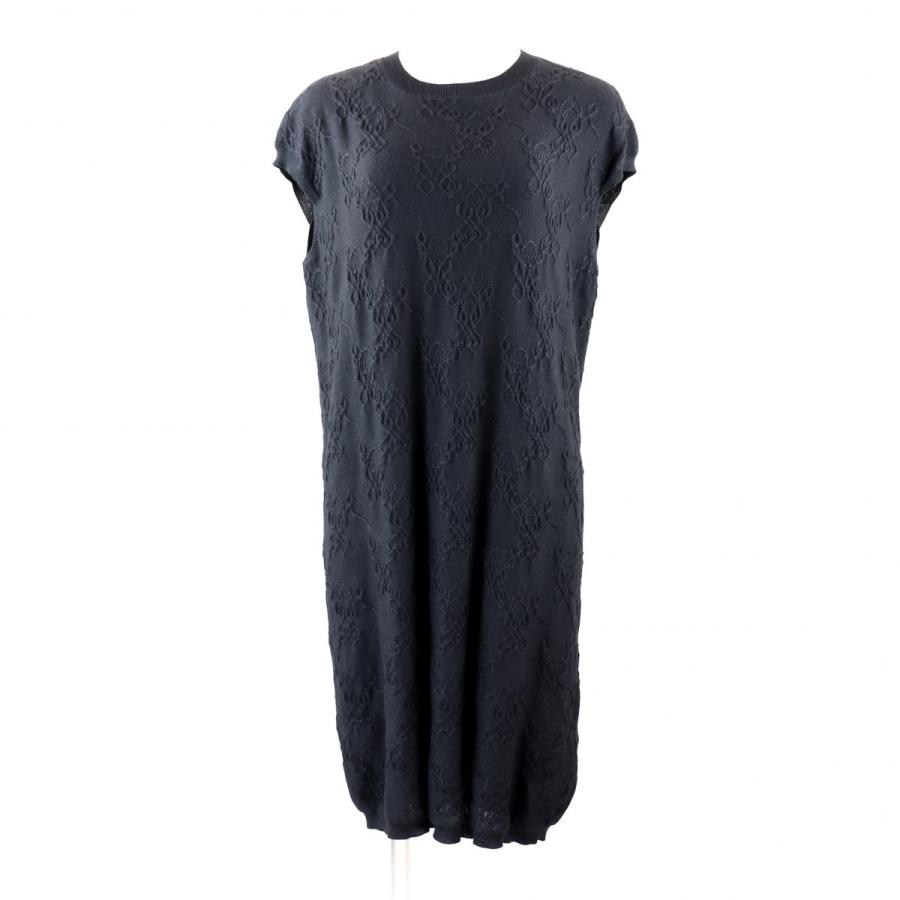 上質で快適 エルメス Hermes ノースリーブワンピース カシミア シルク 総柄 クルーネック レディース 黒 38 H2 激安特価 Demo Tegalsari Ubud Com