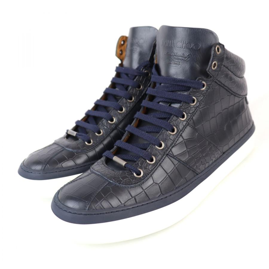 ジミーチュウ Belgravia ハイカットレザースニーカー メンズ ネイビー 45 未使用 クロコ型押し Jimmy Choo S3 オパールヤフーショッピング店 通販 Yahoo ショッピング