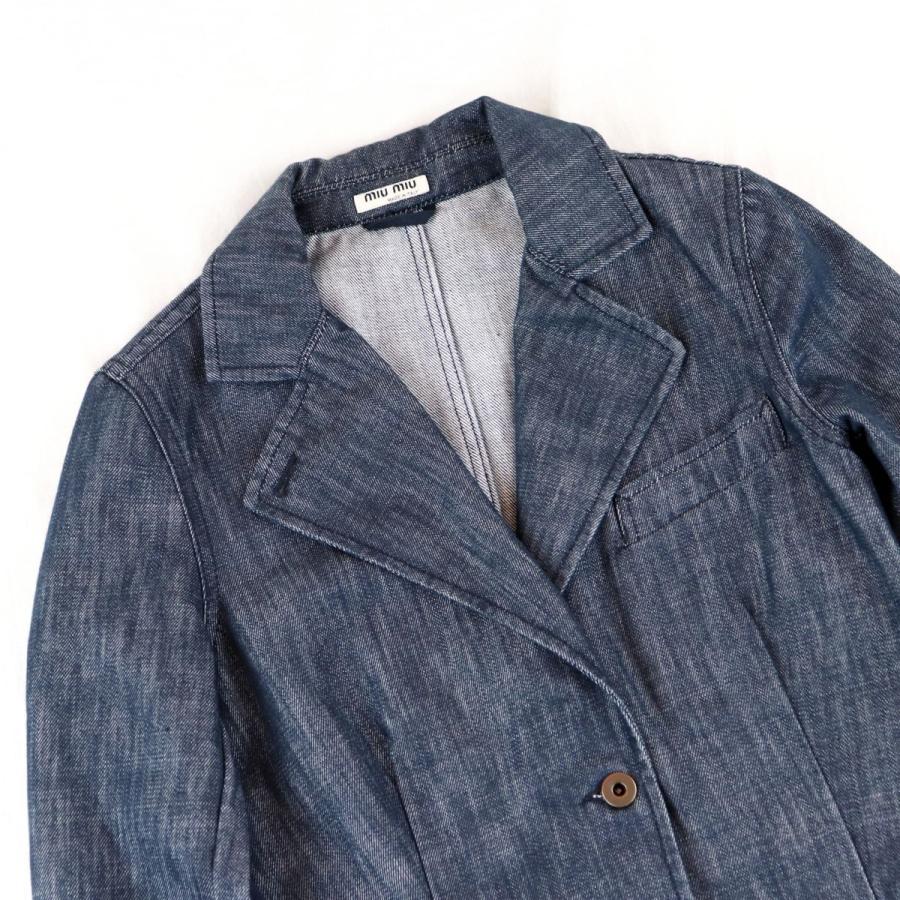 ミュウミュウ デニムテーラードジャケット レディース ネイビー L Miu Miu A1 オパールヤフーショッピング店 通販 Yahoo ショッピング
