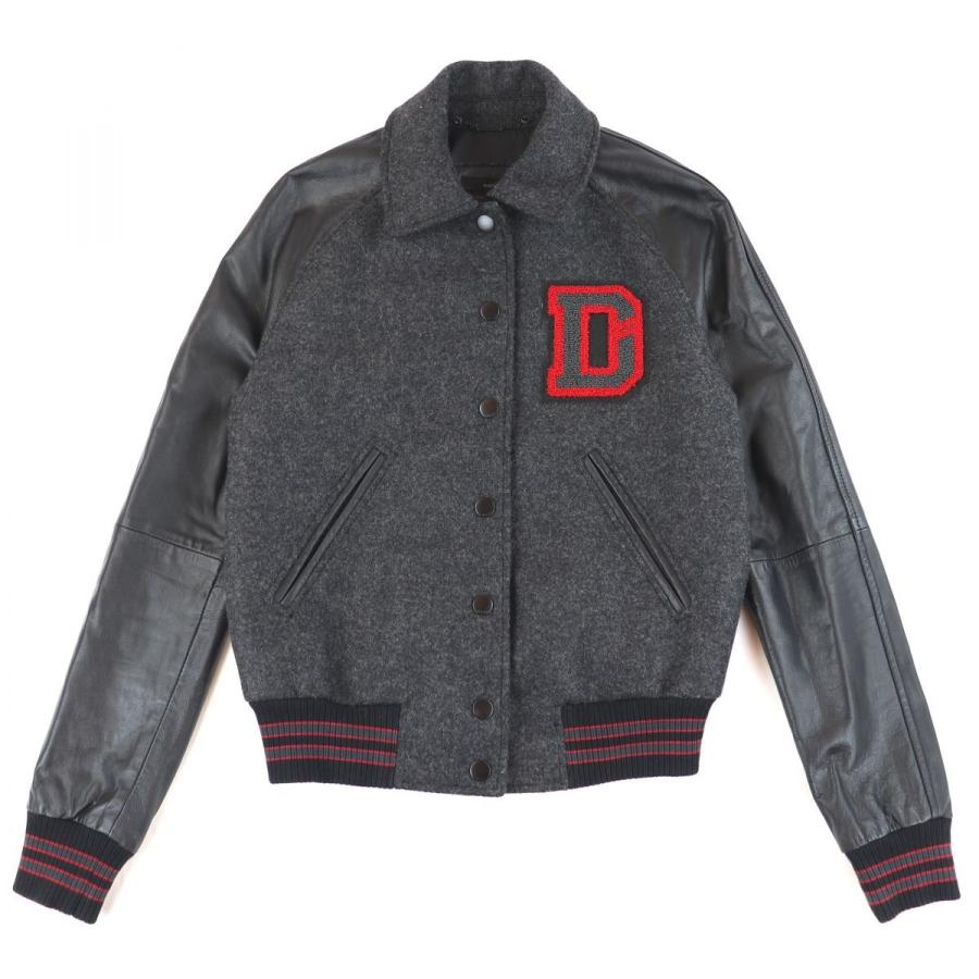 ディーゼル レザー切替ウールスタジャン レディース グレー 黒 Xs レタード ブルゾン ロゴワッペン Diesel F4 オパールヤフーショッピング店 通販 Yahoo ショッピング