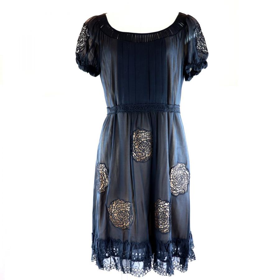 パオラフラーニ 花柄刺繍シフォンワンピース ドレス レディース 黒 40 美品 シルク レース Paola Frani オパールヤフーショッピング店 通販 Yahoo ショッピング