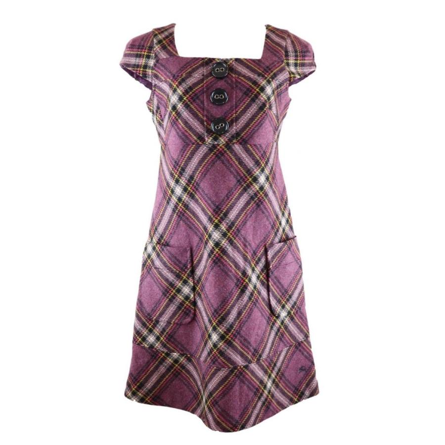 バーバリーブルーレーベル ウールタイトワンピース チェック柄 紫系 38 レディース Burberry Blue Label A3 オパールヤフーショッピング店 通販 Yahoo ショッピング