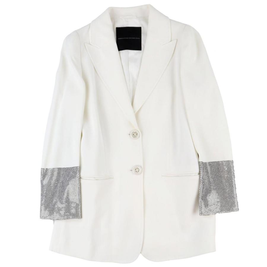 エルマンノシェルヴィーノ シングルロングジャケット レディース 白 シルバー 42 美品 クリスタル切替 Ermanno Scervino B4 オパールヤフーショッピング店 通販 Yahoo ショッピング