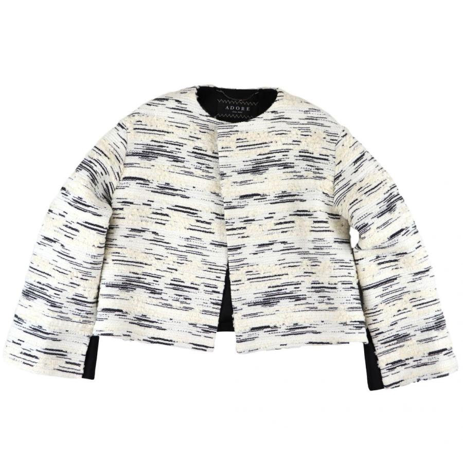 アドーア ノーカラーツイードジャケット レディース 白 黒 36 新品同様 Adore D2 139 139 オパールヤフーショッピング店 通販 Yahoo ショッピング