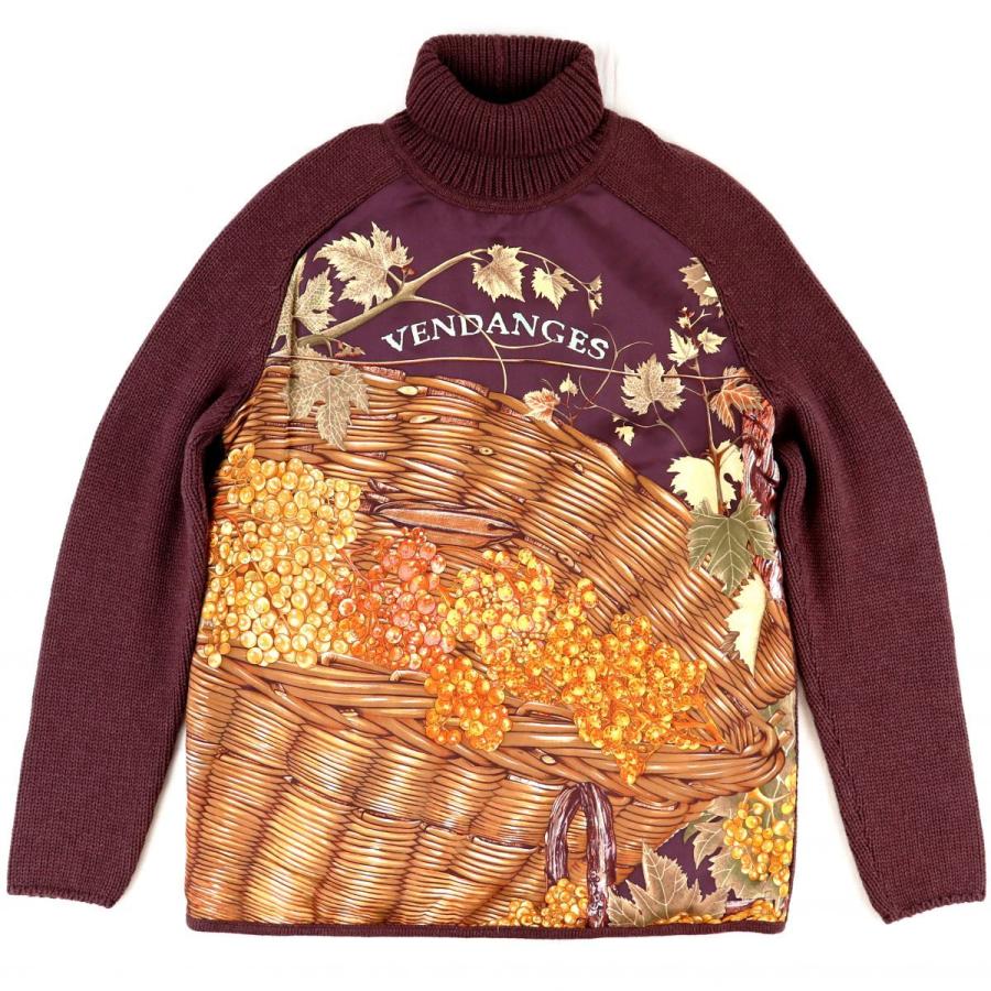 エルメス タートルネック カシミアニットセーター ワインレッド Sm レディース シルク切替 ぶどうの収穫 Hermes H4 オパールヤフーショッピング店 通販 Yahoo ショッピング