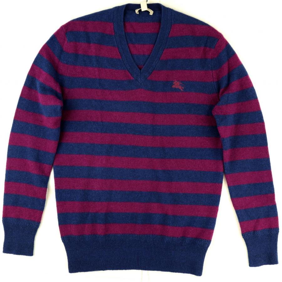 バーバリーブリット ボーダーカシミアニットセーター レディース M 紫 ネイビー 未使用 長袖ニット Vネック Burberry Brit オパールヤフーショッピング店 通販 Yahoo ショッピング