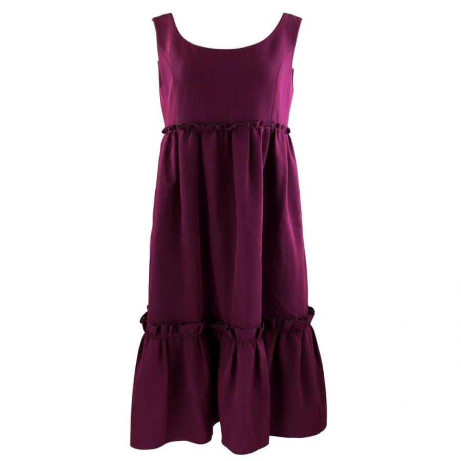 フォクシーニューヨーク ノースリーブ ワンピース ドレス 赤系 38 美品 フリル クルーネック 19年製 Foxey New York D2 オパールヤフーショッピング店 通販 Yahoo ショッピング