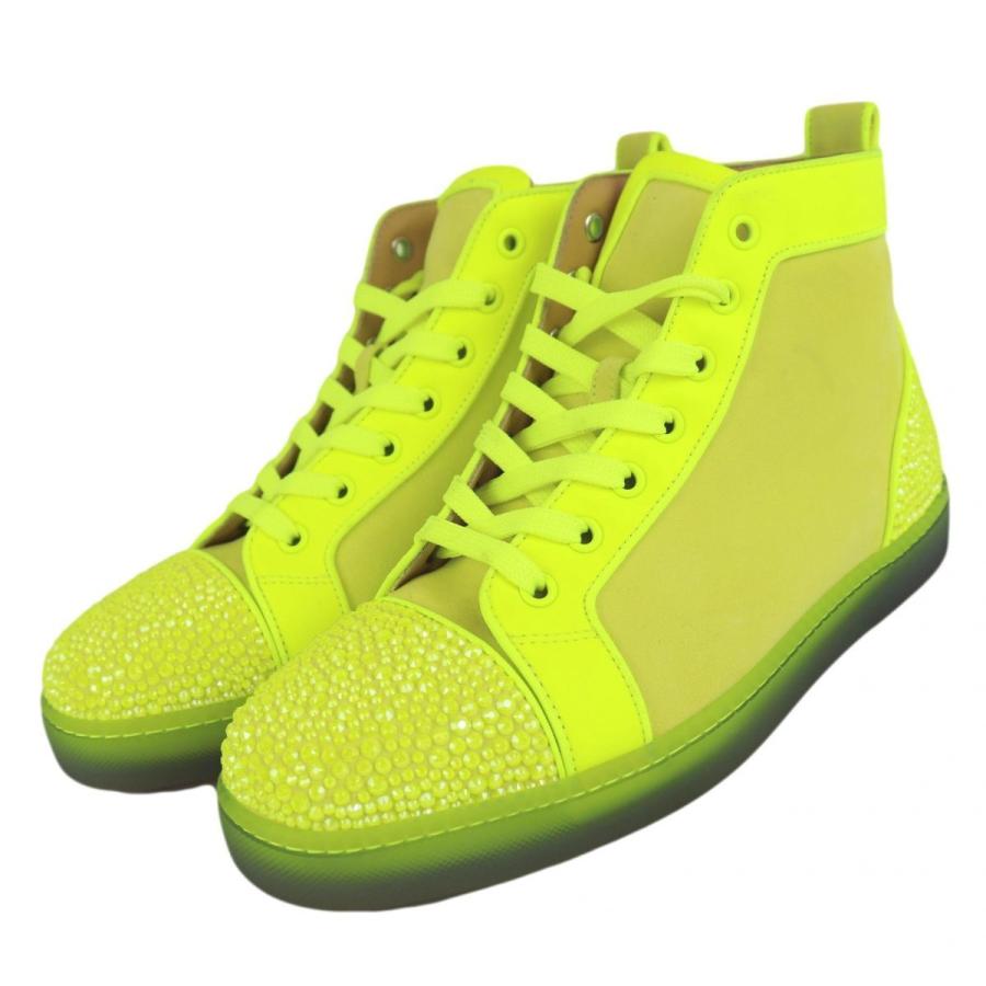 クリスチャンルブタン ss Louis P Strass スニーカー メンズ 40 ネオンイエロー 美品 ロゴ ストーン Christian Louboutin O2 145 145 オパールヤフーショッピング店 通販 Yahoo ショッピング