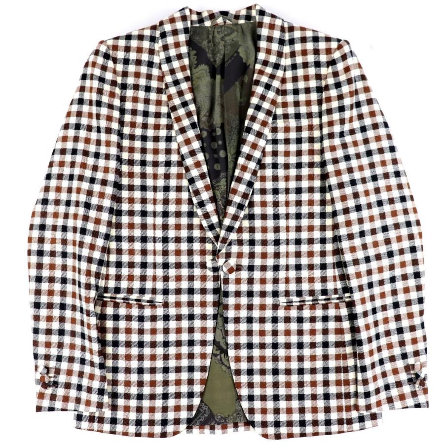 おトク エトロ ウールテーラードジャケット Etro 裏地ペイズリー柄 チェック柄 44 茶系 メンズ ウールテーラードジャケット エトロ 美品 ジャケット Dagl Tg