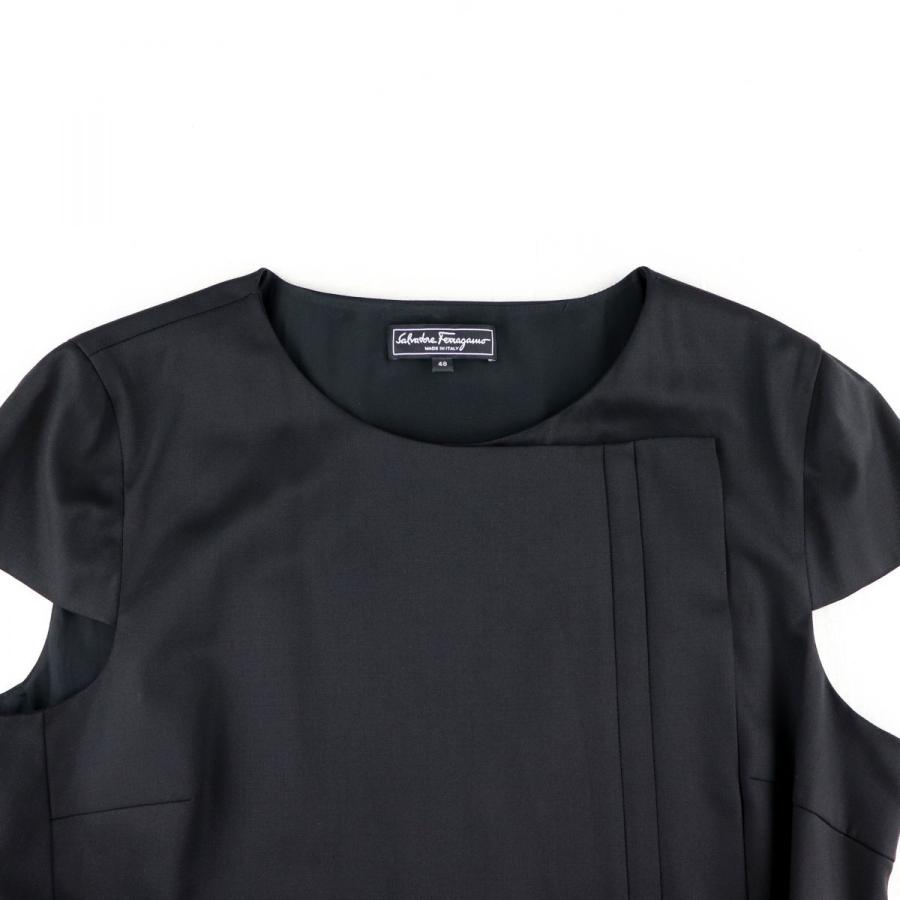 サルヴァトーレフェラガモ フレンチスリーブワンピース レディース 黒 48 美品 ウール クルーネック Salvatore Ferragamo G3 オパールヤフーショッピング店 通販 Yahoo ショッピング