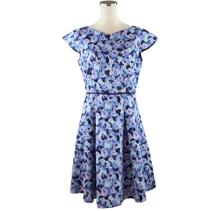 ブルーレーベル クレストブリッジ 花柄フレアワンピース ドレス 青系 38 美品 フレンチスリーブ Blue Label Crestbridge オパールヤフーショッピング店 通販 Yahoo ショッピング