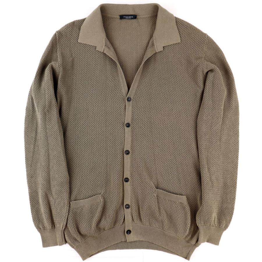 ロベルトコリーナ コットンニットカーディガン メンズ カーキ系 54 美品 Roberto Collina D4 オパールヤフーショッピング店 通販 Yahoo ショッピング