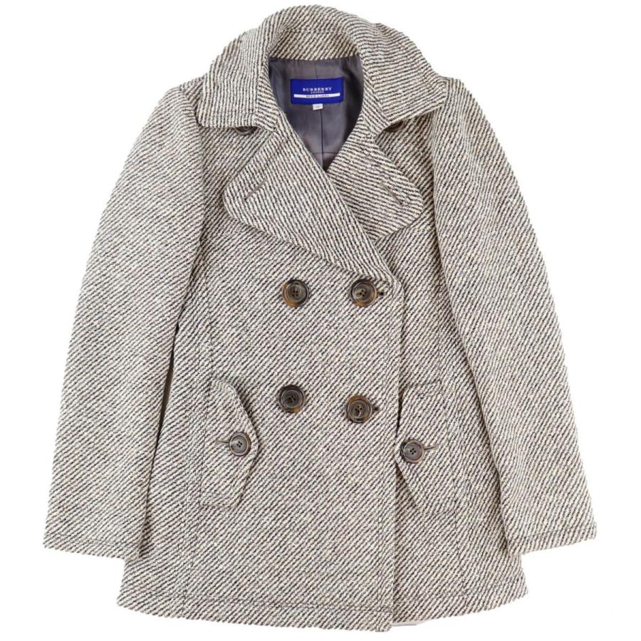 バーバリーブルーレーベル ツイードpコート レディース グレー系 38 ダブルブレスト ウール アンゴラ Burberry Blue Label E4 オパールヤフーショッピング店 通販 Yahoo ショッピング