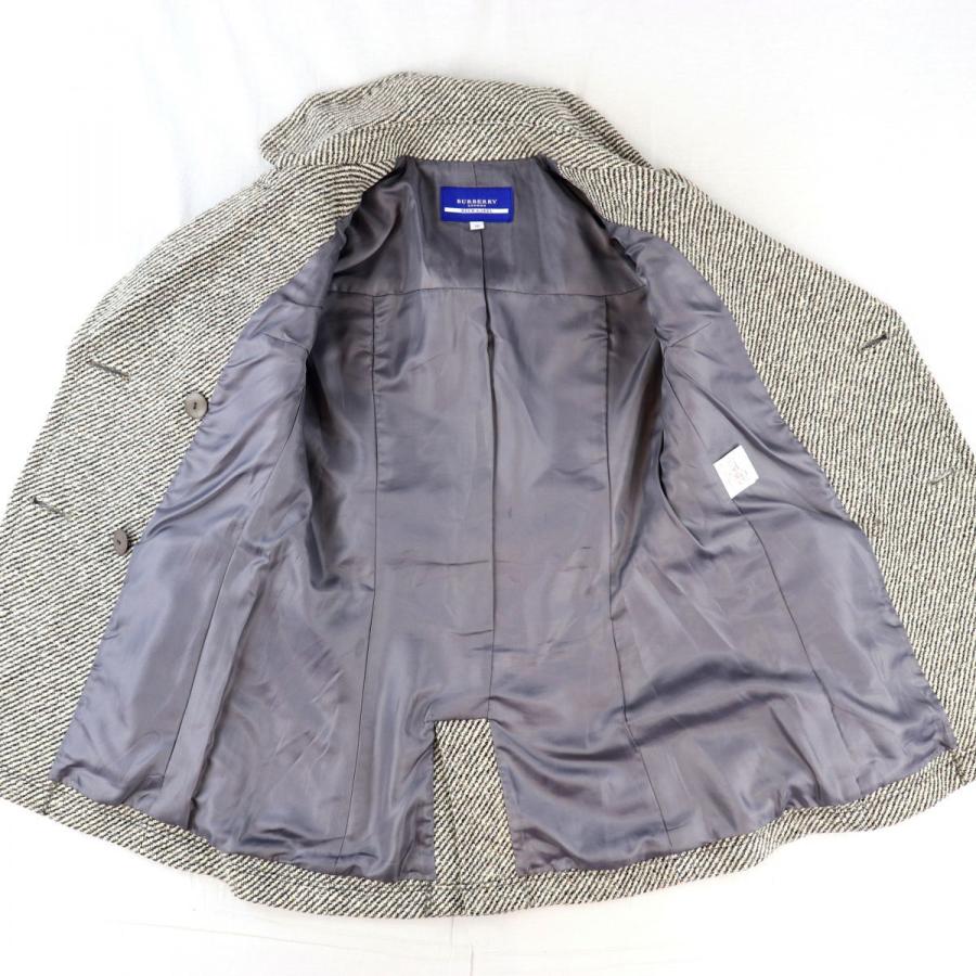 バーバリーブルーレーベル ツイードpコート レディース グレー系 38 ダブルブレスト ウール アンゴラ Burberry Blue Label E4 オパールヤフーショッピング店 通販 Yahoo ショッピング