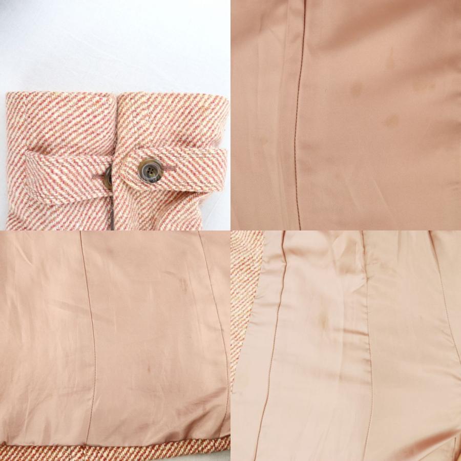 バーバリーブルーレーベル ツイードステンカラーコート ピンク系 38