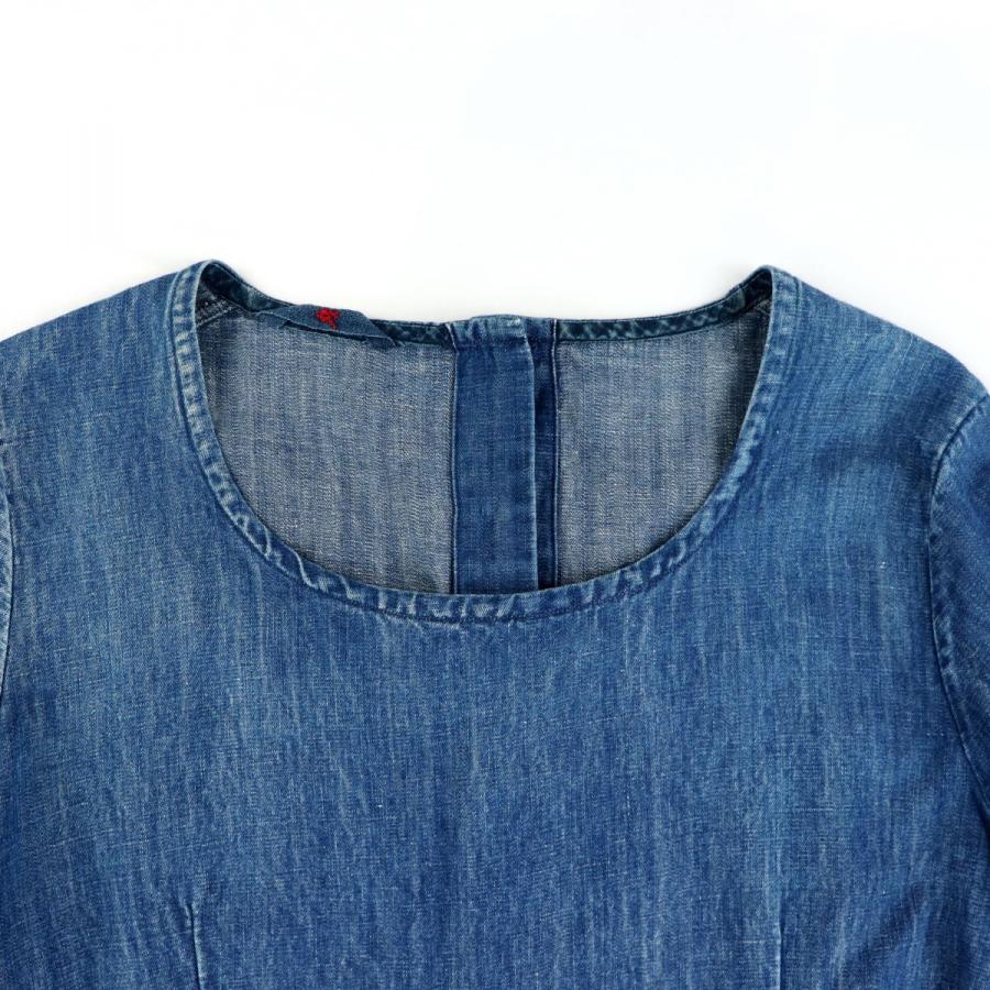 R By 45rpm デニムパフスリーブワンピース レディース インディゴ 1 リネン コットン クルーネック バックボタン D3 オパールヤフーショッピング店 通販 Yahoo ショッピング