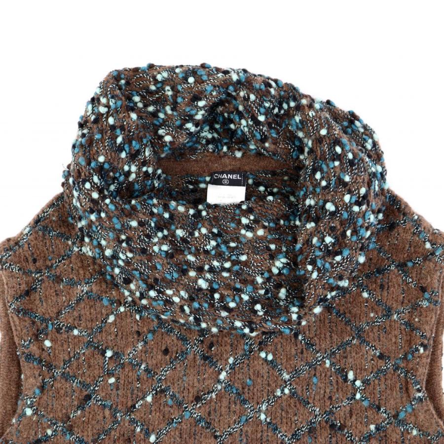 シャネル 01A COCO オフタートル マトラッセニットベスト レディース 茶×青系 40 キャメル セーター カメリア CHANEL【B2-16282】 |  | 02