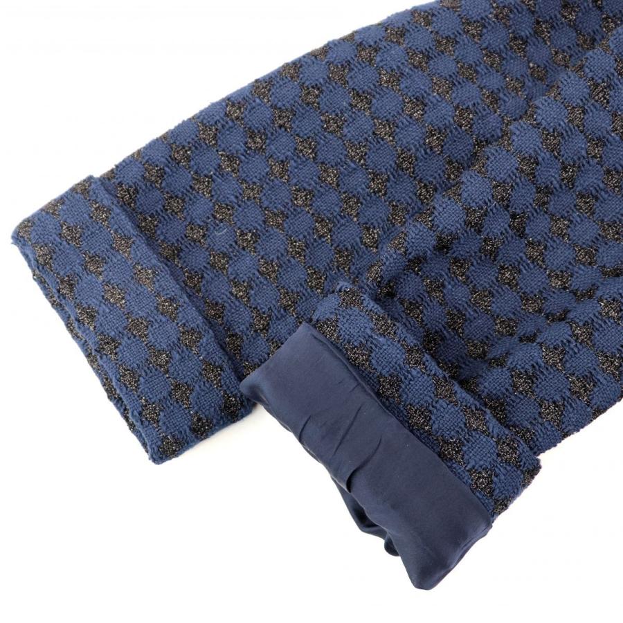 シャネル 16SS ラメツイードジャケット レディース ネイビー 34 美品 