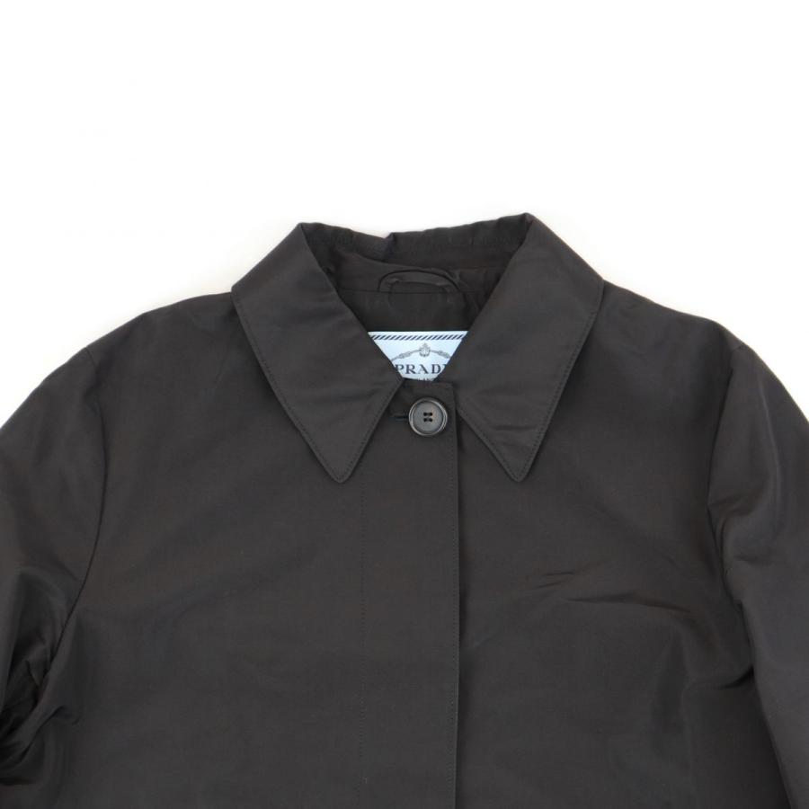 美品 PRADA シルク バックボタンシースルーブラウス 黒 42 *WC100RICOH 