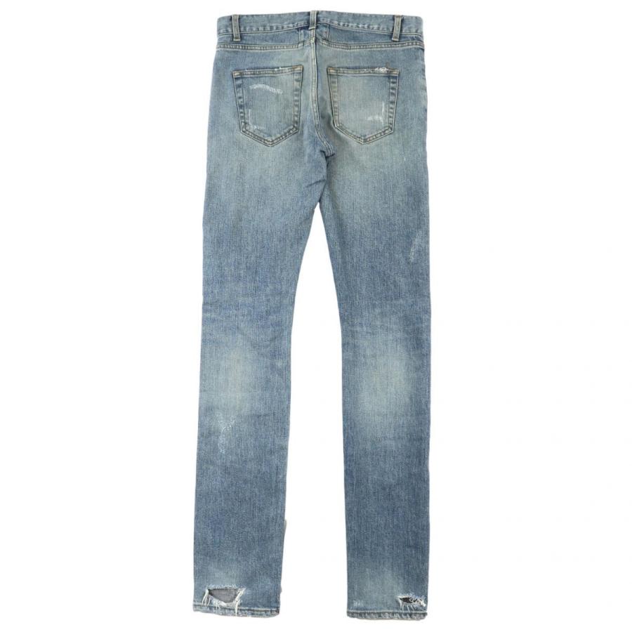 インディゴ 29 メンズ サンローラン パリ 15aw デストロイクラッシュスキニーデニムパンツ Saint ダメージ加工 ダメージ加工 Laurent メンズ 29 オパールヤフーショッピング店 C1