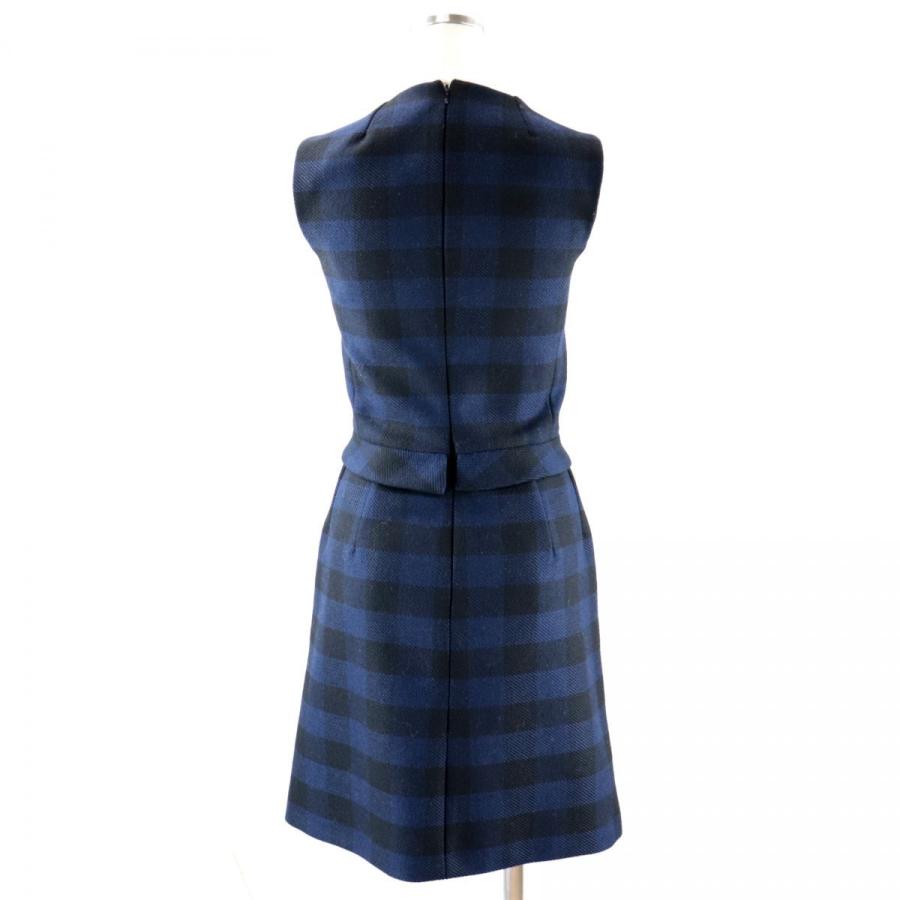 クリスチャンディオール 17aw チェック柄 ノースリーブタイトワンピース レディース ネイビー 黒 40 美品 Christian Dior H4 オパールヤフーショッピング店 通販 Yahoo ショッピング