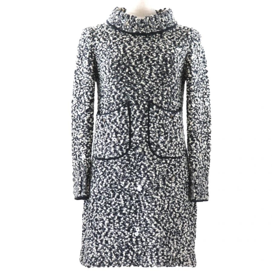 シャネル ヴィンテージ 94a ロングスリーブニットワンピース レディース 黒 白 40 タートルネック ココマーク Vintage Chanel B2 オパールヤフーショッピング店 通販 Yahoo ショッピング