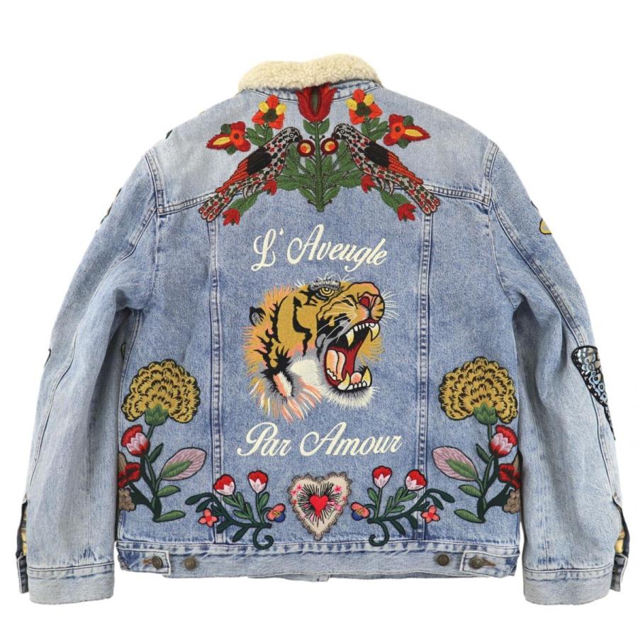 グッチ 18AW エンブロイダリーボアデニムジャケット レディース グッチ 18AW エンブロイダリーボアデニムジャケット レディース
