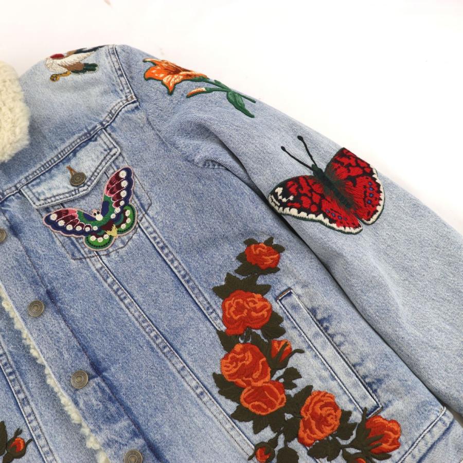 グッチ 18AW エンブロイダリーボアデニムジャケット レディース グッチ 18AW エンブロイダリーボアデニムジャケット レディース