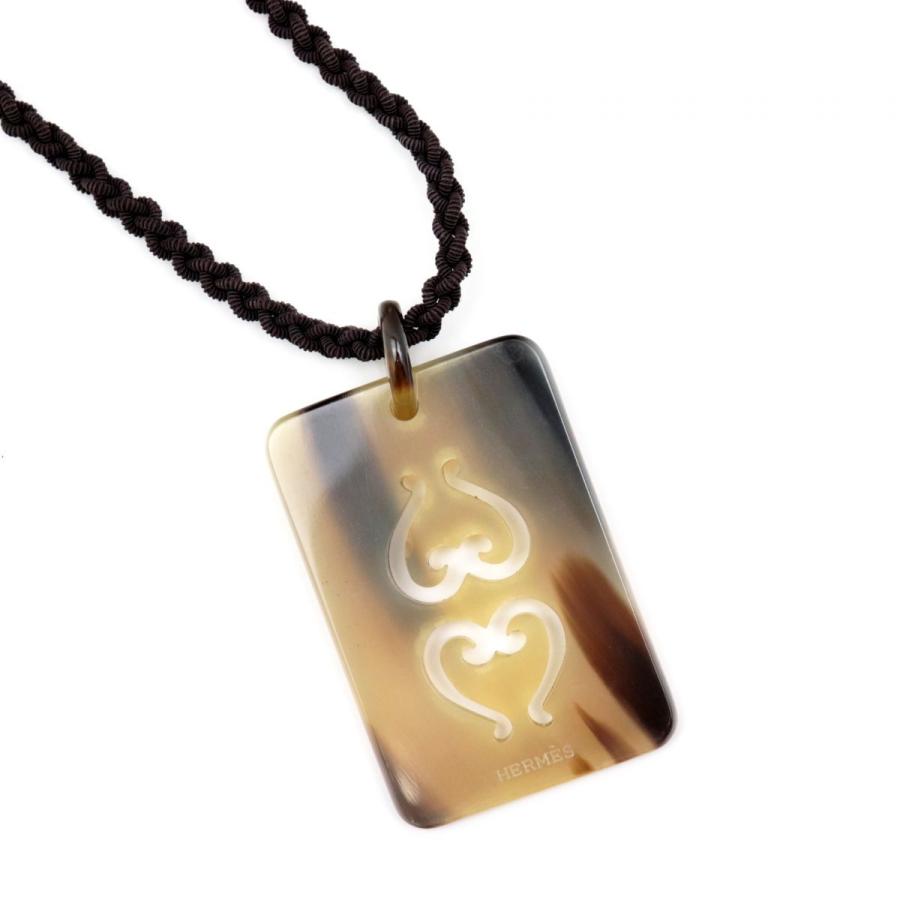 エルメス バッファローホーン プレート ロゴ ハート ペンダント ネックレス 茶 Hermes Z4 オパールヤフーショッピング店 通販 Yahoo ショッピング