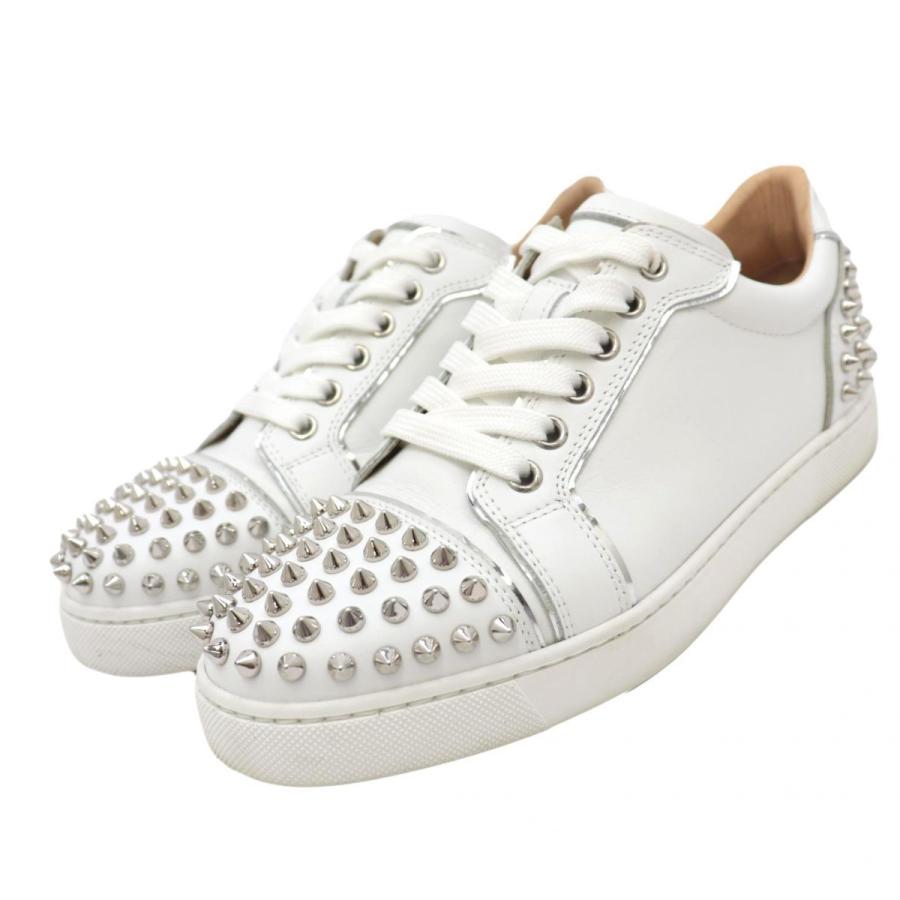 New限定品 クリスチャンルブタン Vieirissima スタッズレザースニーカー レディース 白 37 5 美品 ローカット Christian Louboutin S4 最安 Teslaimagem Com Br