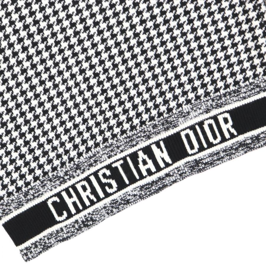 新品同様 ディオール 20AW 千鳥柄 ニットカーディガン レディース 黒×白 34 カシミヤ混 バックロゴ Christian  Dior【B1-17445】