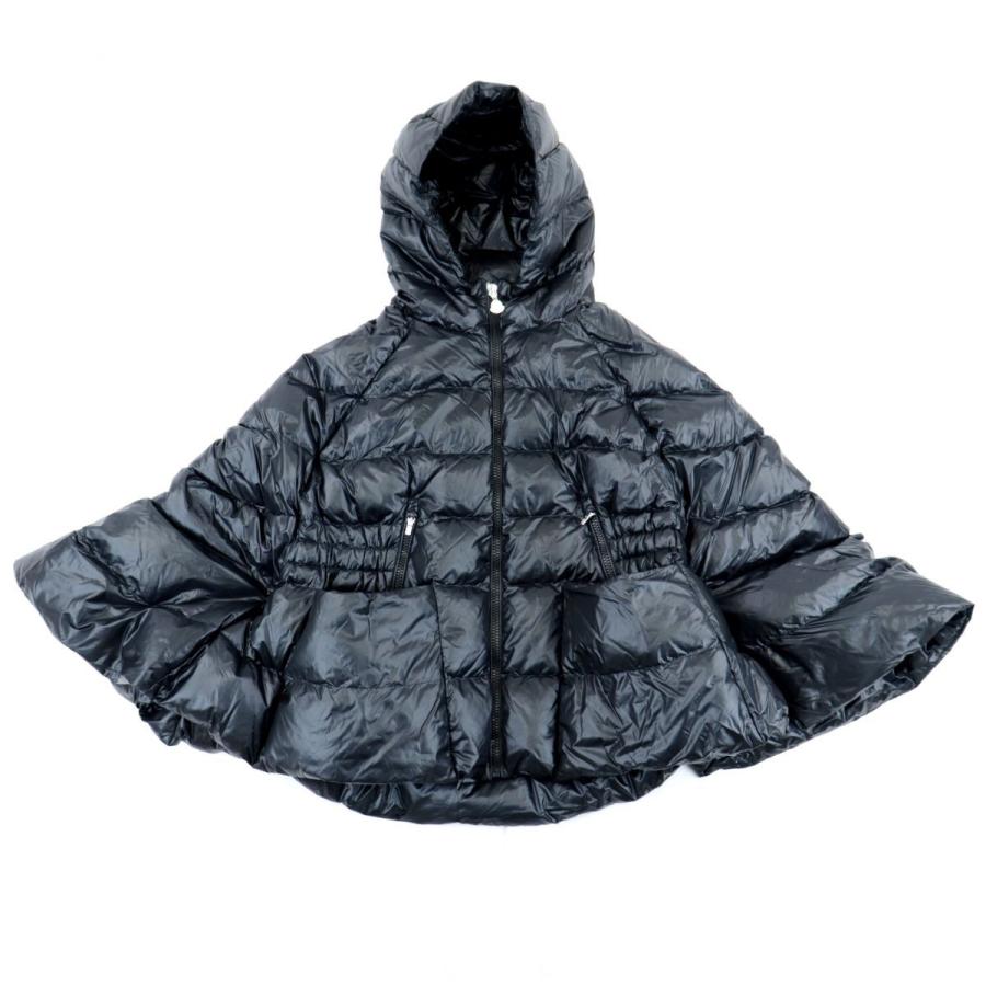 モンクレール Chalain ケープ ダウンポンチョ ケープ レディース 15年製 黒 12 国内正規 152cm 美品 ナイロン フード ロゴ 国内正規 15年製 Moncler G4 117 117 オパールヤフーショッピング店
