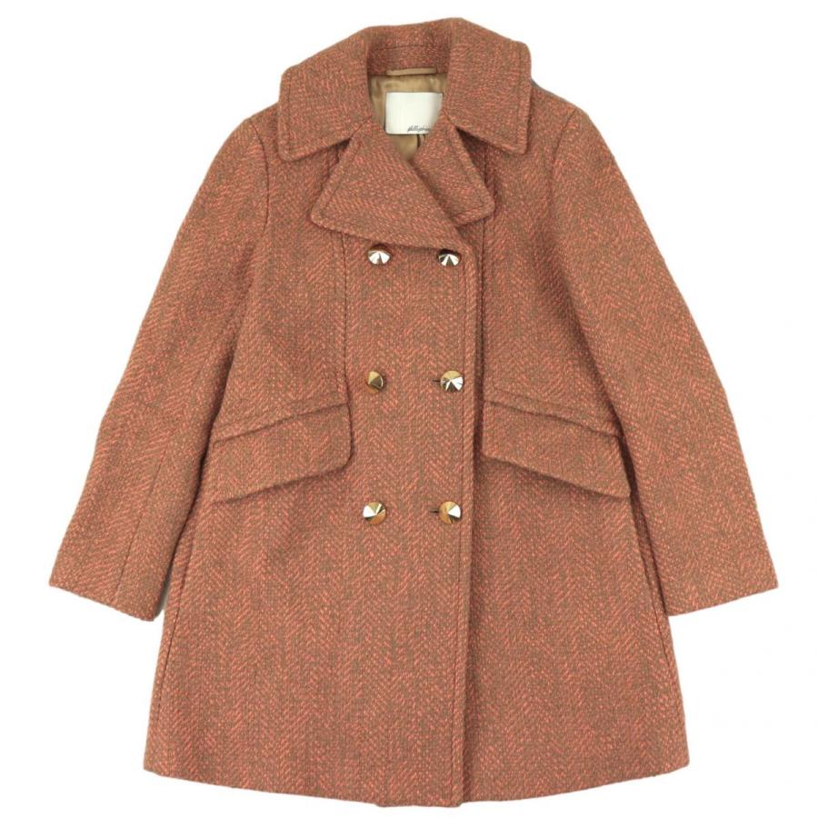 3 1 フィリップリム ツイードロングpコート レディース オレンジ 茶 金ボタン ピーコート 3 1philliplim 1 1 オパールヤフーショッピング店 通販 Yahoo ショッピング
