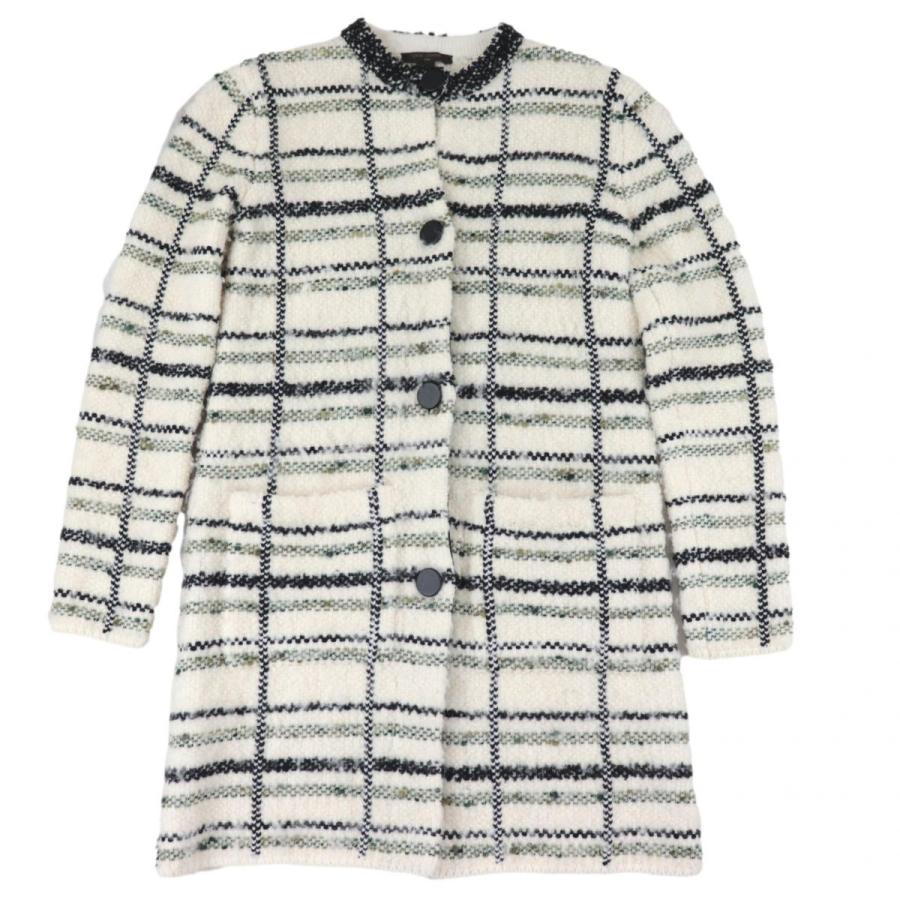 希少✨　ルイヴィトン　ロングコート ツイード ルイヴィトン 16AW チェック柄 ノーカラーツイードニットコート