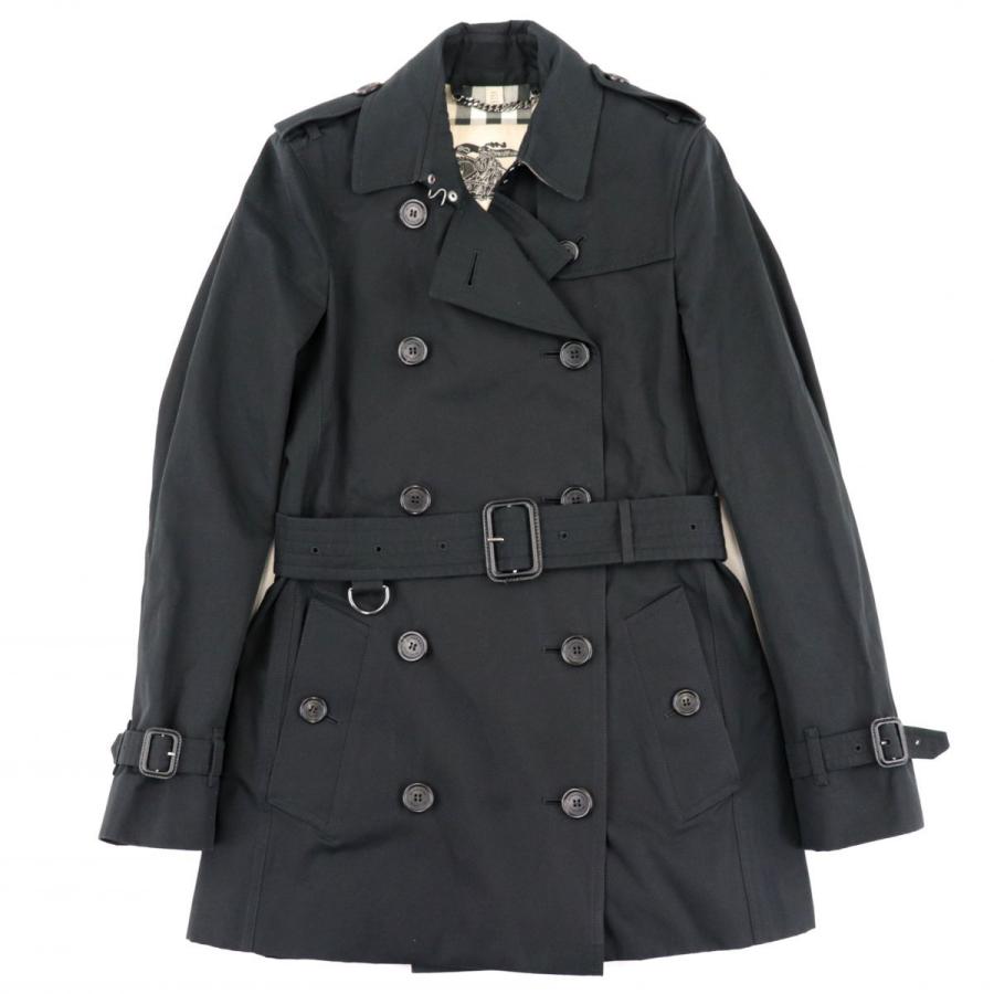 バーバリー ケンジントン ショートトレンチコート レディース 黒 34 コットン 裏地チェック ベルト The Kensington Burberry F2 オパールヤフーショッピング店 通販 Yahoo ショッピング