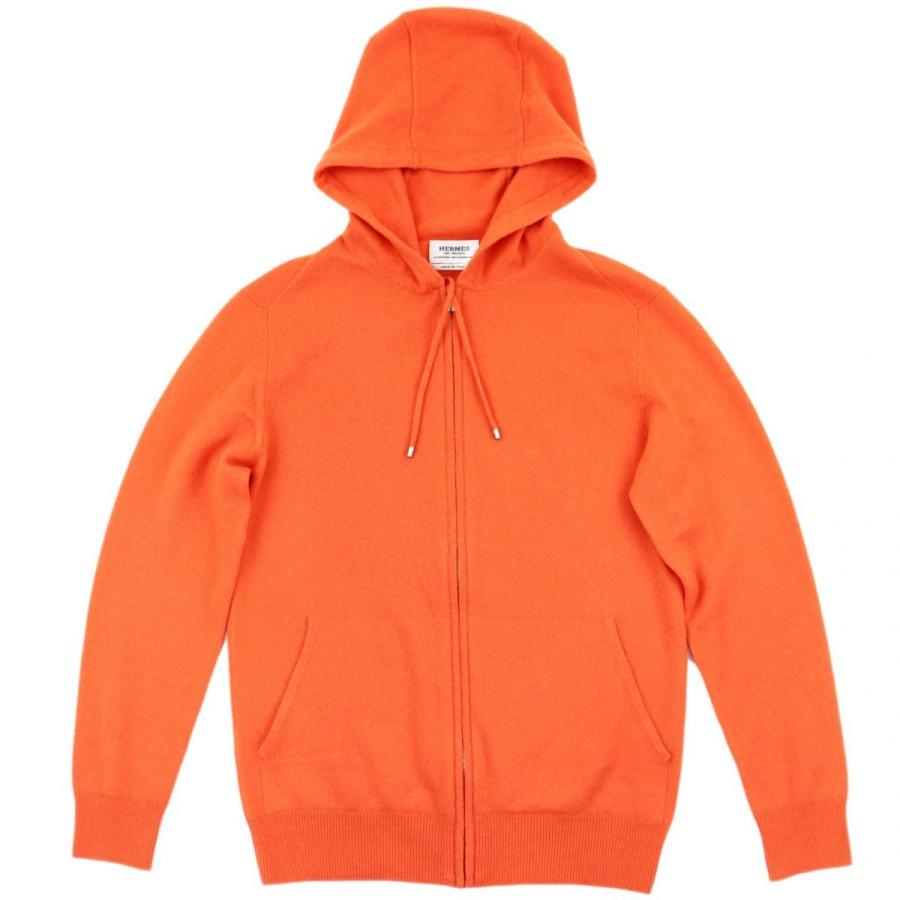 エルメス カシミヤ ニットパーカー リブ切替 メンズ オレンジ ポケット フード付き ジップアップ Hermes C3 オパールヤフーショッピング店 通販 Yahoo ショッピング