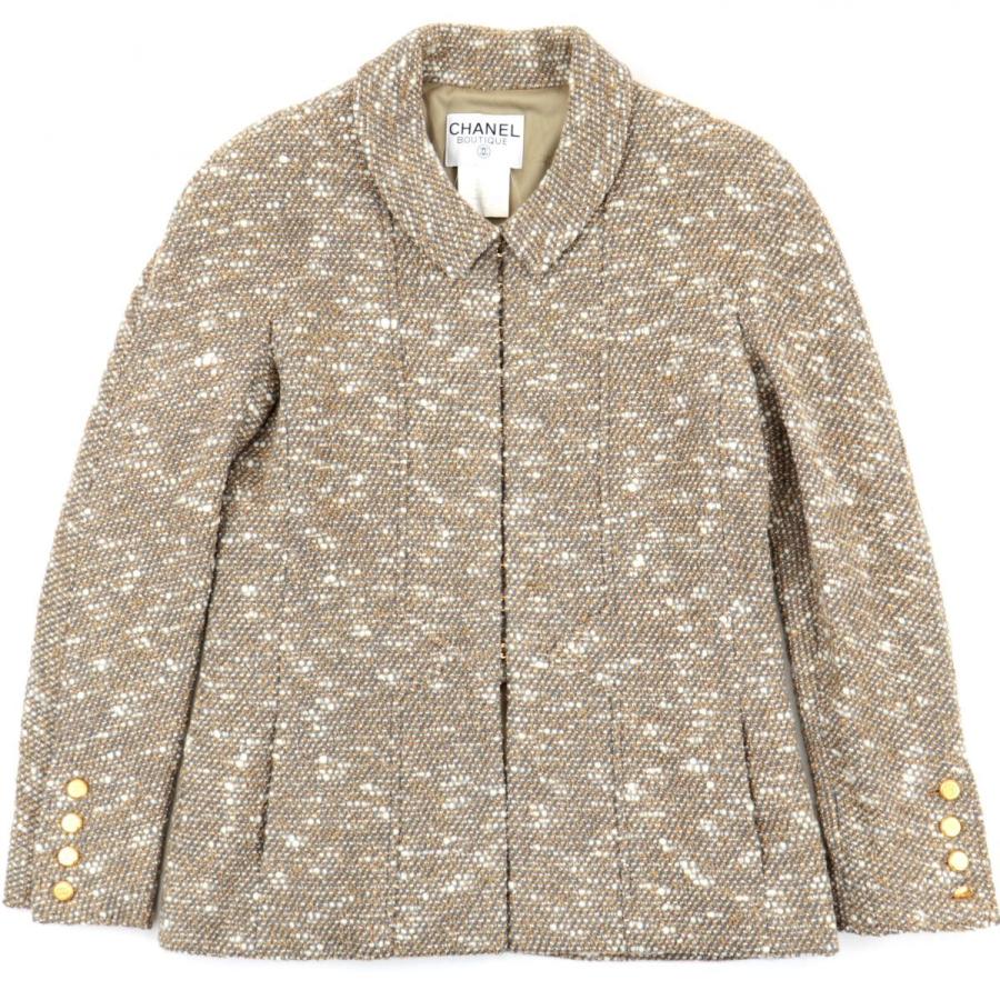 リアルサープラス シャネル ヴィンテージ 96a ウール ツイードジャケット ベージュ系 38 レディース ココマークボタン Chanel C4 ブランドショッパー付き Www Skylanceronline Com