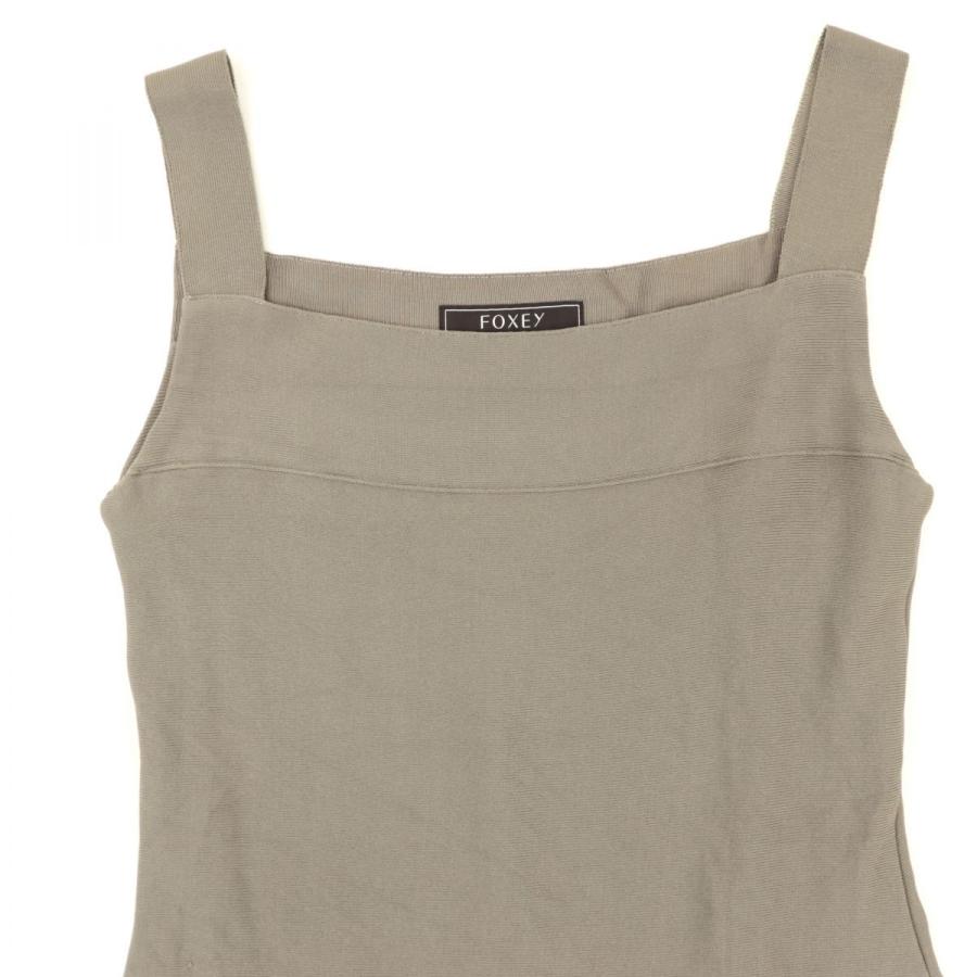 美品】FOXEY ニットフレアワンピース ホワイト ノースリーブ 38