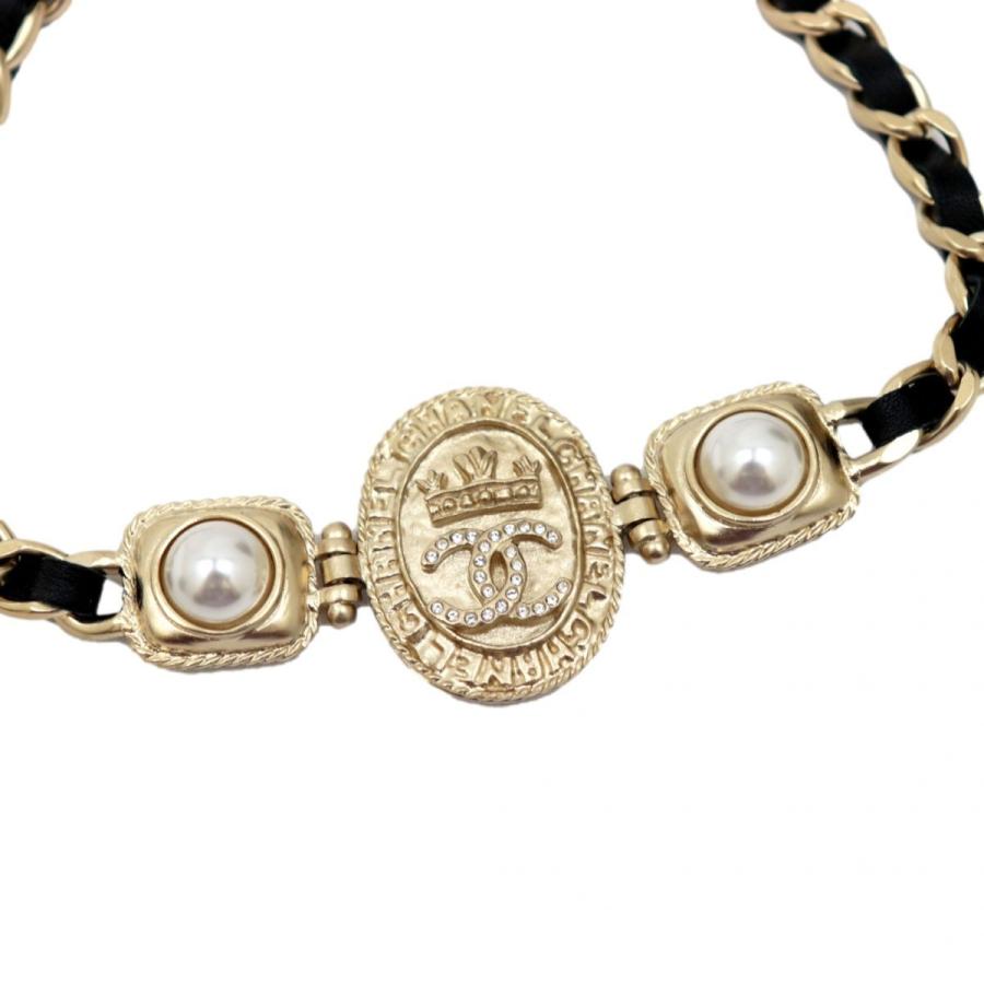CHANEL 新品同様 シャネル F21A ココマーク ラインストーン パール