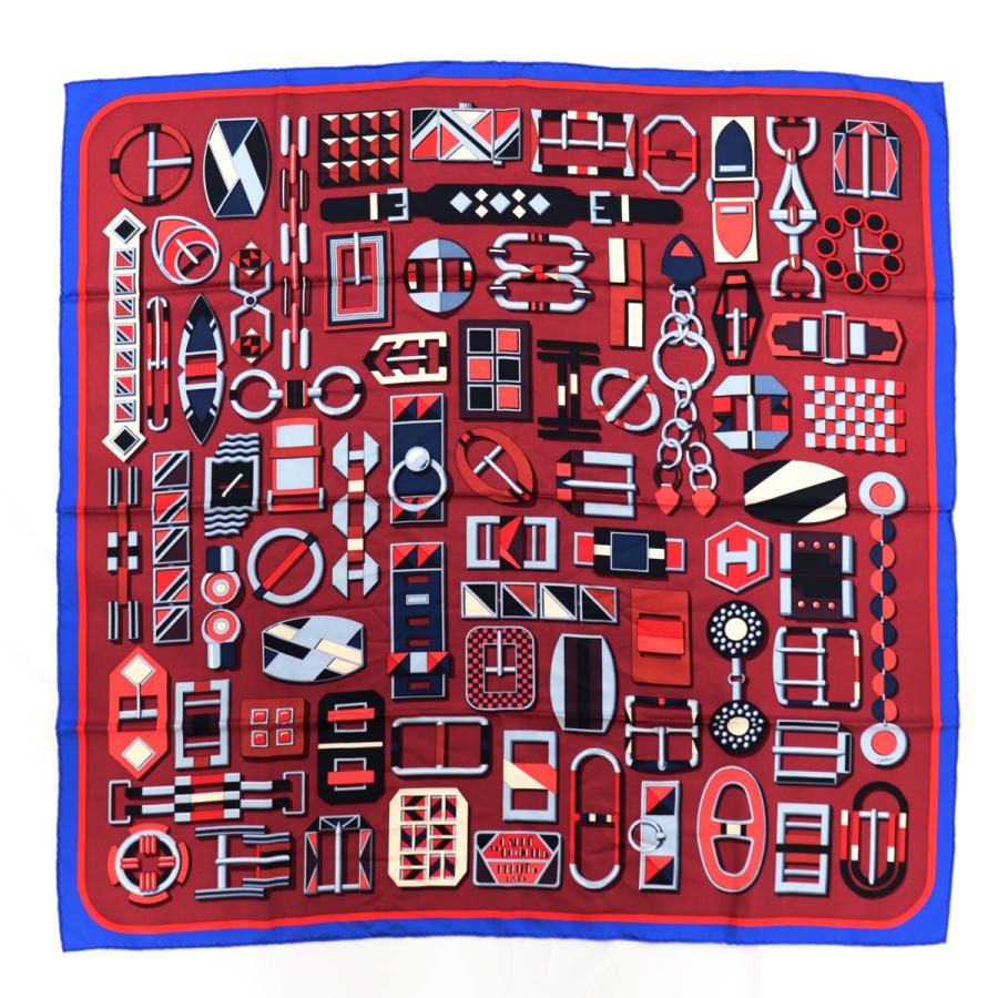 ☘*フ様 【HERMES】シルク『カレ90 カレ・アン・ブックル』レディース ス HERMES 新品同様 エルメス カレアンブックル カレ90 シルク