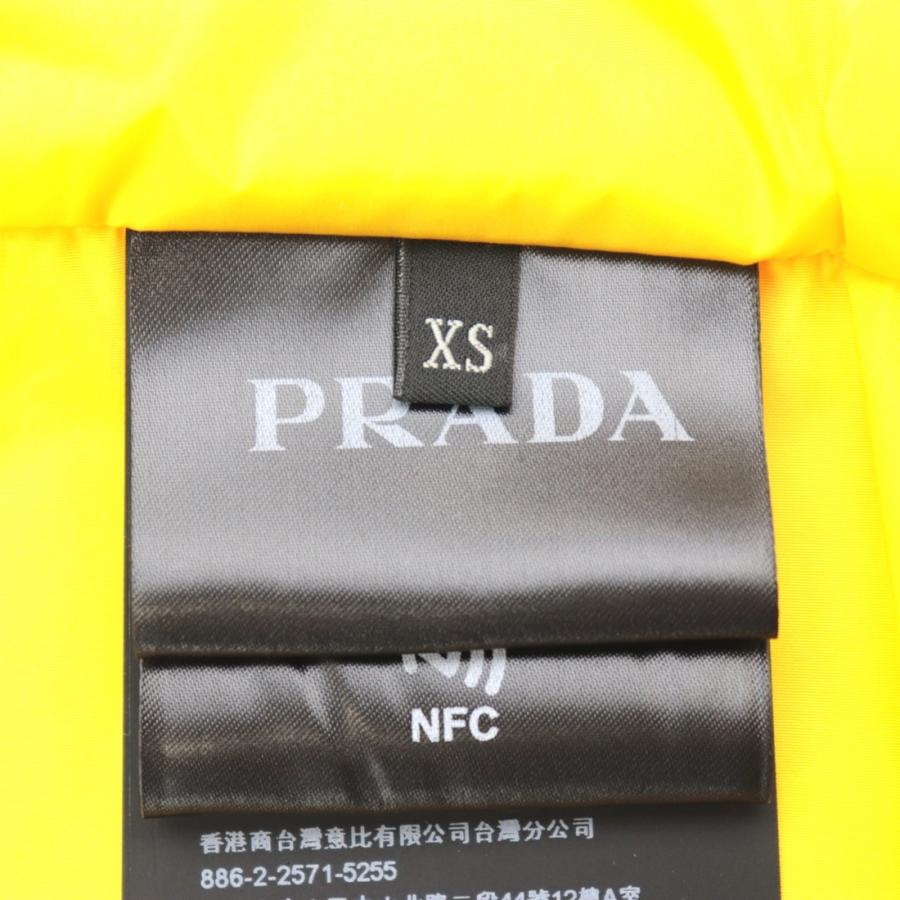 美品 プラダ ジップアップ ナイロンジャケット メンズ イエロー XS フード ブルゾン トライアングルロゴプレート PRADA